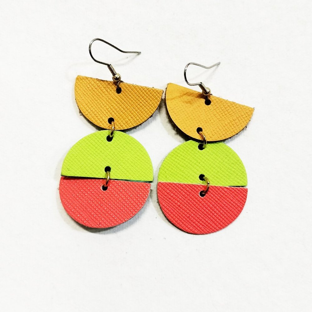Flourish Leather Neon Summer Mila Earrings
